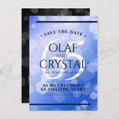Elegant 65th Blue Sapphire Wedding Jubileum Save The Date (Voorkant / Achterkant)
