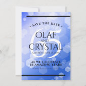 Elegant 65th Blue Sapphire Wedding Jubileum Save The Date (Voorkant)