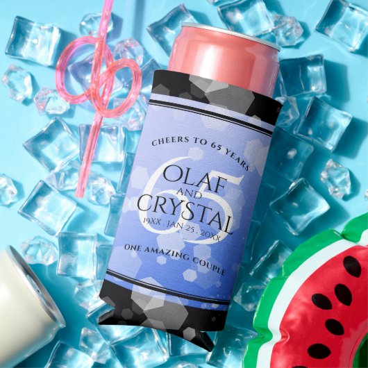 Elegant 65th Blue Sapphire Wedding Jubileum Seltzer Blikjeskoeler (Insitu Zomer)