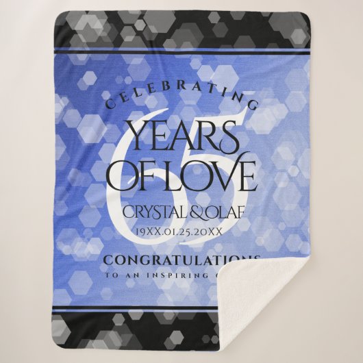 Elegant 65th Blue Sapphire Wedding Jubileum Sherpa Deken (Voorkant)