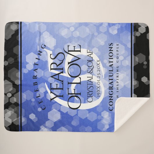Elegant 65th Blue Sapphire Wedding Jubileum Sherpa Deken (Voorkant (horizontaal))