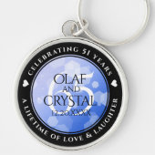 Elegant 65th Blue Sapphire Wedding Jubileum Sleutelhanger (Voorkant)