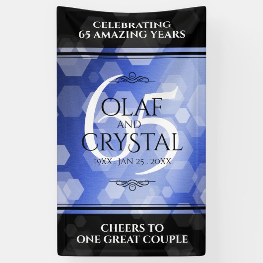 Elegant 65th Blue Sapphire Wedding Jubileum Spandoek (Verticaal)