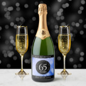 Elegant 65th Blue Sapphire Wedding Jubileum Sparkling Wijnetiket