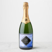Elegant 65th Blue Sapphire Wedding Jubileum Sparkling Wijnetiket (Voorkant)