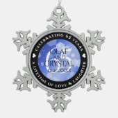 Elegant 65th Blue Sapphire Wedding Jubileum Tin Sneeuwvlok Ornament (Voorkant)