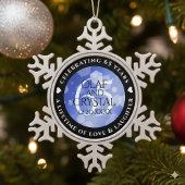 Elegant 65th Blue Sapphire Wedding Jubileum Tin Sneeuwvlok Ornament