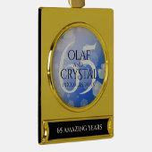 Elegant 65th Blue Sapphire Wedding Jubileum Verguld Banner Ornament (Rechts)