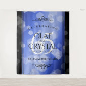 Elegant 65th Blue Sapphire Wedding Jubileum Wandkleed (Voorkant)