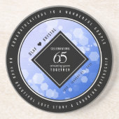 Elegant 65th Blue Sapphire Wedding Jubileum Zandsteen Onderzetter (Voorkant)