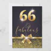 Elegant 66 & Fabulous Gold Glitter 66th Birthday Kaart (Voorkant)