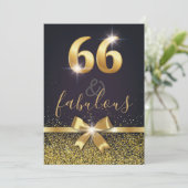 Elegant 66 & Fabulous Gold Glitter 66th Birthday Kaart (Staand voorkant)