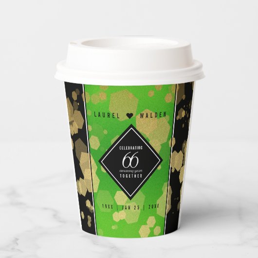 Elegant 66th Titanite Wedding Jubileum Papieren Bekers (Achterkant)