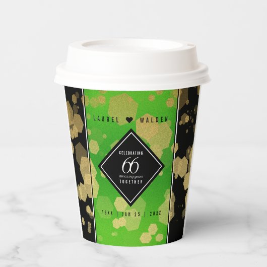 Elegant 66th Titanite Wedding Jubileum Papieren Bekers (Voorkant)