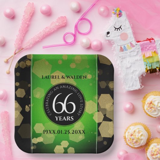 Elegant 66th Titanite Wedding Jubileum Papieren Bordje (Feest)