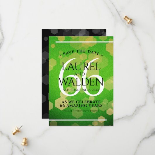 Elegant 66th Titanite Wedding Jubileum Save The Date (Voorkant / Achterkant in situ)