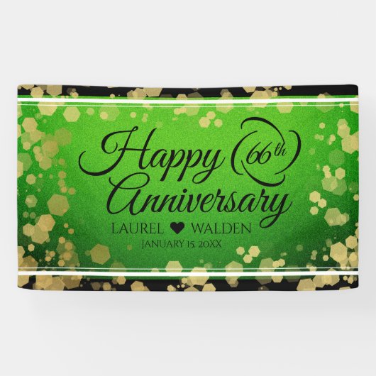 Elegant 66th Titanite Wedding Jubileum Spandoek (Horizontaal)