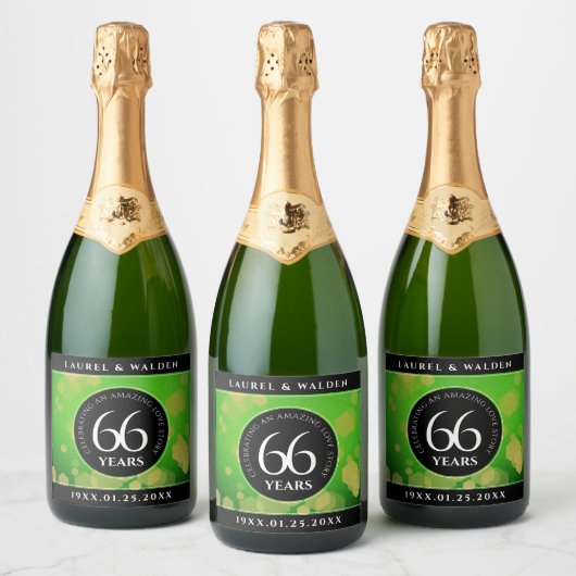 Elegant 66th Titanite Wedding Jubileum Sparkling Wijnetiket (Flessen)