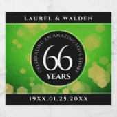 Elegant 66th Titanite Wedding Jubileum Sparkling Wijnetiket (Enkel label)