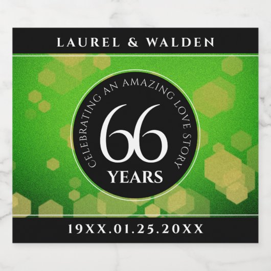 Elegant 66th Titanite Wedding Jubileum Sparkling Wijnetiket (Enkel label)
