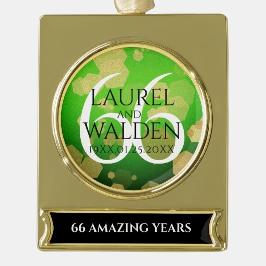 Elegant 66th Titanite Wedding Jubileum Verguld Banner Ornament (Voorkant)