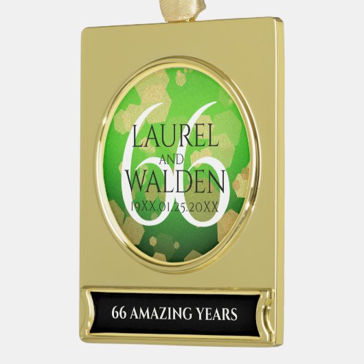 Elegant 66th Titanite Wedding Jubileum Verguld Banner Ornament (Links)