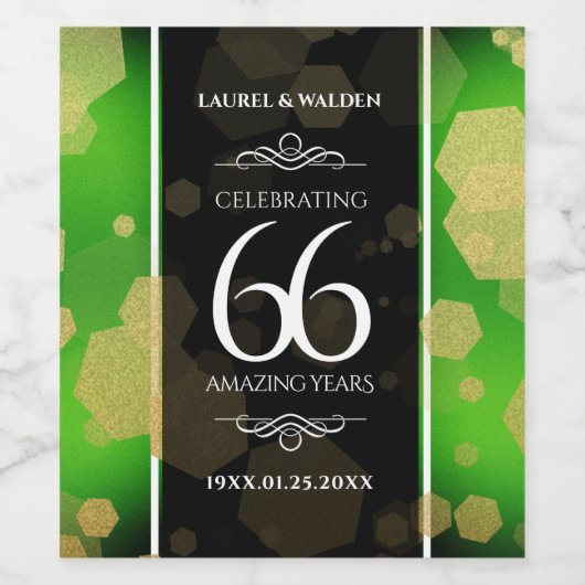 Elegant 66th Titanite Wedding Jubileum Wijn Etiket (Enkel label)