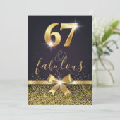 Elegant 67 & Fabulous Gold Glitter 67th Birthday Kaart (Staand voorkant)
