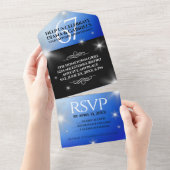 Elegant 67th Star Sapphire Wedding Jubileum All In One Uitnodiging (Afscheurbaar)