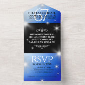 Elegant 67th Star Sapphire Wedding Jubileum All In One Uitnodiging (Binnen)