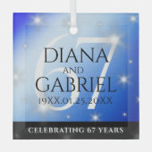 Elegant 67th Star Sapphire Wedding Jubileum Glas Ornament (Voorkant)