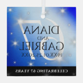 Elegant 67th Star Sapphire Wedding Jubileum Glas Ornament (Achterkant)