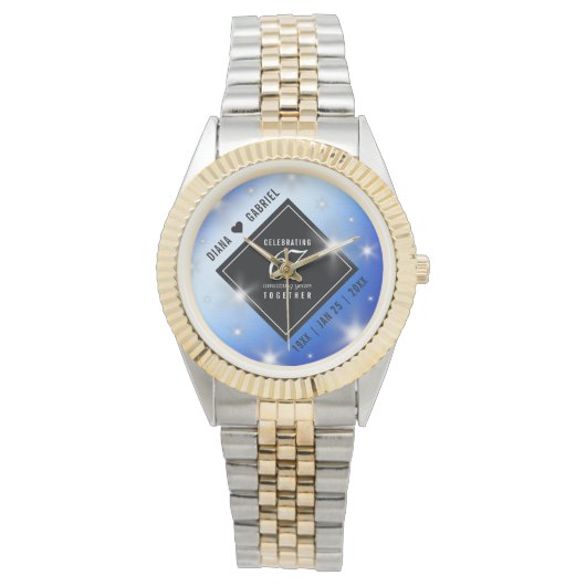 Elegant 67th Star Sapphire Wedding Jubileum Horloge (Voorkant)