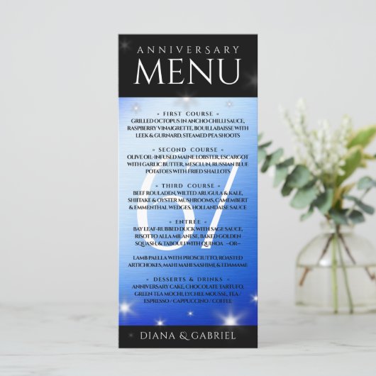 Elegant 67th Star Sapphire Wedding Jubileum Menu (Staand voorkant)