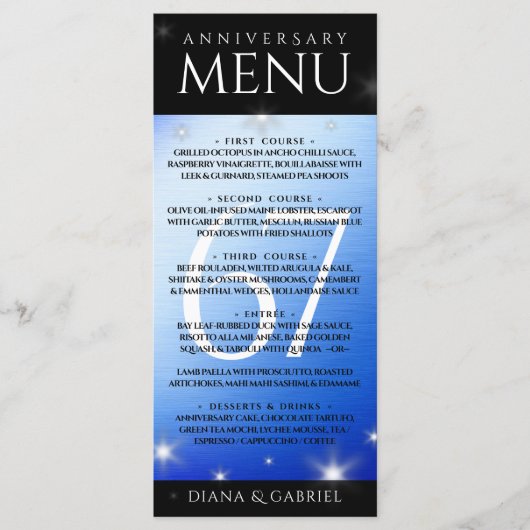 Elegant 67th Star Sapphire Wedding Jubileum Menu (Voorkant)