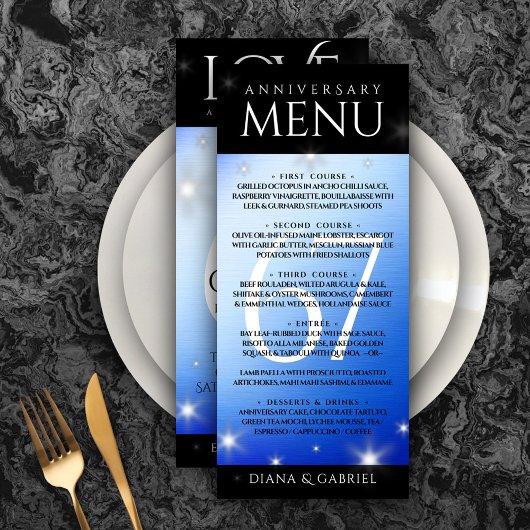 Elegant 67th Star Sapphire Wedding Jubileum Menu
