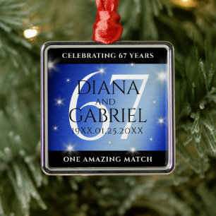Elegant 67th Star Sapphire Wedding Jubileum Metalen Ornament