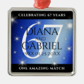 Elegant 67th Star Sapphire Wedding Jubileum Metalen Ornament (Voorkant)