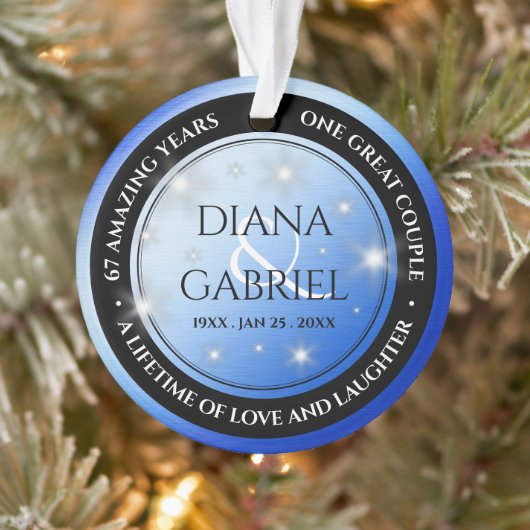 Elegant 67th Star Sapphire Wedding Jubileum Ornament (Boom)