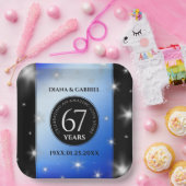 Elegant 67th Star Sapphire Wedding Jubileum Papieren Bordje (Feest)