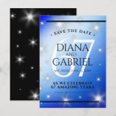 Elegant 67th Star Sapphire Wedding Jubileum Save The Date (Voorkant / Achterkant)