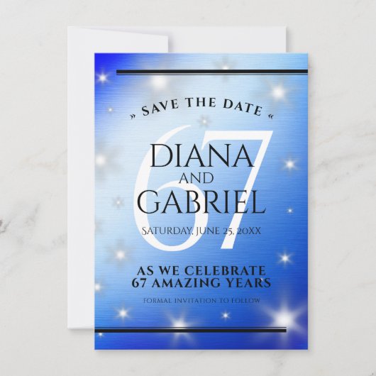 Elegant 67th Star Sapphire Wedding Jubileum Save The Date (Voorkant)