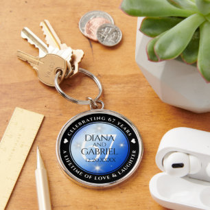 Elegant 67th Star Sapphire Wedding Jubileum Sleutelhanger