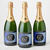 Elegant 67th Star Sapphire Wedding Jubileum Sparkling Wijnetiket (Flessen)