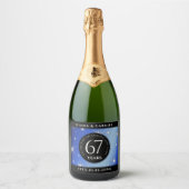 Elegant 67th Star Sapphire Wedding Jubileum Sparkling Wijnetiket (Voorkant)