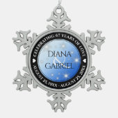 Elegant 67th Star Sapphire Wedding Jubileum Tin Sneeuwvlok Ornament (Voorkant)