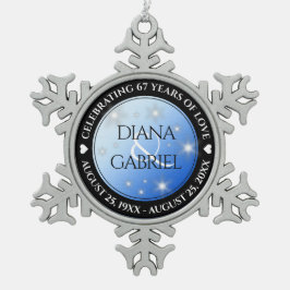 Elegant 67th Star Sapphire Wedding Jubileum Tin Sneeuwvlok Ornament