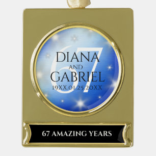 Elegant 67th Star Sapphire Wedding Jubileum Verguld Banner Ornament