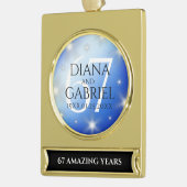 Elegant 67th Star Sapphire Wedding Jubileum Verguld Banner Ornament (Links)