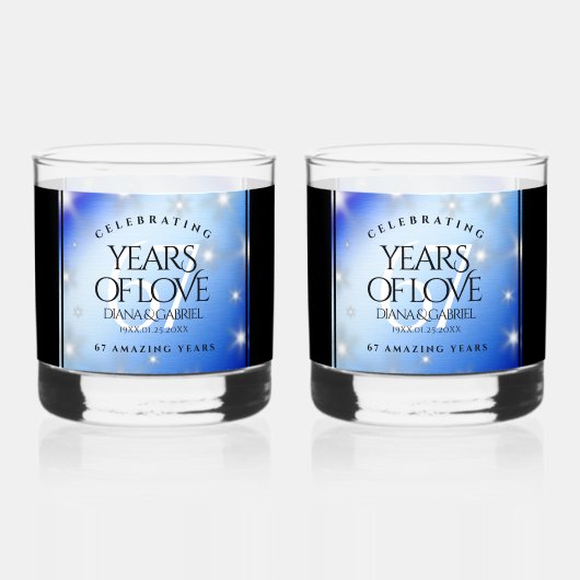 Elegant 67th Star Sapphire Wedding Jubileum Whisky Glas (Voorkant)